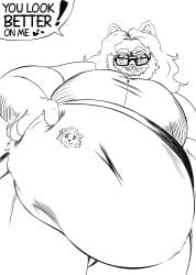 abdominal_bulge absurd_res animal_humanoid anthro anthro_pred belly big_belly big_butt black_and_white bone bottom_heavy butt cat_humanoid cheeky claws comic deep_navel digital_media_(artwork) domestic_cat duo english_text feet felid felid_humanoid feline feline_humanoid felis fiwzycat! full-length_portrait hi_res huge_belly huge_hips huge_thighs humanoid jock male male/male mammal mammal_humanoid monochrome muscular navel nerd overweight overweight_male pantherine pantherine_humanoid portrait solo swallowed_alive swallowing tail tattoo text thick_thighs three-quarter_view tiger tiger_humanoid toe_claws vore vore_implied wide_hips