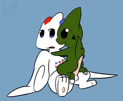 1-upclock ass balls duo erection larvitar male nintendo penis plain_background pokemon togekiss wings yaoi