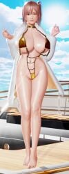 aikawa_aiko honoka_(doa) dead_or_alive honey_select 3d 3d_model bikini fur_coat coat gold_bikini boat breasts boobs tits huge_breasts big_breasts large_breasts small_bikini curvy curvy_figure sexy sexy_body sexy_female belly_button revealing_swimsuit swimsuit swimwear