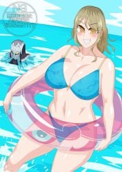 1boy 1boy1girl 1boys 1girl 1girl1boy 1girls alien_humanoid amane_sachika background_character beach beach_background big_breasts bikini bikini_bottom bikini_top blonde blonde_female blonde_hair blue_bikini blue_bikini_bottom blue_bikini_only blue_bikini_top blue_swimsuit creature female female_focus female_human floatie japanese japanese_female japanese_male kamen_rider kamen_rider_gavv_(series) monster monster_boy otokam1117 rakia_amarga smile swimsuit swimsuit_bottom swimsuit_only swimsuit_top toei_company tokusatsu water wholesome