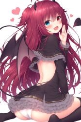 ai_generated ass dress long_hair nijisanji panties red_hair sitting skirt thighhighs thighs virtual_youtuber white_panties wing yuzuki_roa