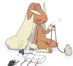 2026 :3 ambiguous_gender ambiguous_human anthro anthro_penetrated band-aid band-aid_on_genitals band-aid_on_pussy bandage blush bodily_fluids breath cute_fangs deception duo eyes_closed fangs female female_anthro female_penetrated flat_chested generation_4_pokemon gun hi_res human hurai_of_kaki lagomorph lopunny mammal mostly_offscreen_character mostly_offscreen_human nintendo open_mouth open_smile penetration pokemon pokemon_(species) ranged_weapon sex_toy sex_toy_in_vagina sex_toy_insertion simple_background sitting smile smoking_gun solo_focus sweat sweatdrop tape teeth tongue trap_(contrivance) vaginal vaginal_penetration vibrator vibrator_in_vagina wariza weapon