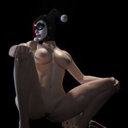 a218 3d 3d_render harley_quinn dc_comics dc nude_female nude female female_only female_focus large_breasts thighs posing looking_back pussy vagina spread_legs open_legs