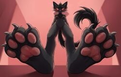 anthro anthro_female anthropomorphic blush blushing breasts cat_ears cat_paws cat_pussy cat_tail catgirl chubby chubby_anthro chubby_female crowsong crowsong_louixie feet feet_focus feline feline_pussy fluffy fluffy_ears fluffy_tail furry furry_female louixie louixie_artist original_character paws pussy red_background red_eyes stern_expression stomping swelling_feet tits toe_beans toe_claws vagina vagina_out warriors_(book_series) warriors_(cats)