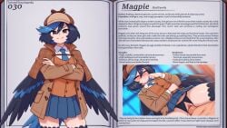 animal_humanoid avian avian_humanoid biped bird_humanoid blue_hair breasts clothing cowgirl_position crotchless_clothing crotchless_panties crotchless_underwear eyebrows eyelashes feathered_wings feathers female female_penetrated from_front_position genitals glistening glistening_body hair hi_res humanoid humanoid_genitalia male male/female male_penetrating on_bottom on_top panties penetration penile penile_penetration penis pupils sex simple_background solo text twisted_encyclopedia twistedscarlett60 underwear vaginal vaginal_penetration vulva wings