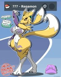 1girls amber_eyes animated big_ditt_(chabble) body_markings burnet_(pokemon) chabble chest_tuft claws dancing digimon digimon_(species) ditto fluffy fluffy_tail fox fox_ears fox_girl fox_tail gloves headwear joke_art pointy_ears pokemon pokemon_(species) purple_nipples renamon species_transformation spooky_month transformation yellow_body yellow_fur yellow_hair