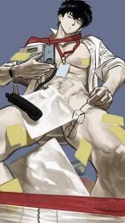 1boy big_penis black_hair blush blushing ganbare!_nakamura-kun!! gay glasses go_for_it,_nakamura-kun!! go_for_it_nakamura male male_only muscular_male naked no_te_rindas_nakamura!! otogiri_sou ppenis professor solo teacher underwear yaoi