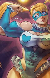 1500harrison blonde_hair blue_eyes breasts flexing flexing_bicep large_breasts long_hair mask muscular muscular_female rainbow_mika slim_waist street_fighter tagme thick_thighs tied_hair uniform voluptuous wide_hips