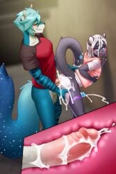 anal anal_penetration anthro bodily_fluids bottomless clothed clothing cum cum_in_ass cum_inside duo ejaculation from_behind_position genital_fluids genitals hi_res internal looking_at_another male male/male nariikhan penetration penile penile_penetration penis penis_in_ass sex skylar_(forgotten_melody) wall_(structure)