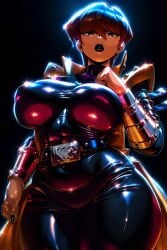 splashthomson thick_thighs ai_generated big_ass big_breasts genderbend seto_kaiba yugioh black_lipstick