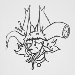 1:1 1girls absurd_res anthro big_ears bodily_fluids canid canine collar cum cum_from_ear cum_from_eyes cum_from_mouth cum_in_ear cum_in_mouth cum_inside ear_penetration female female_focus fox fyre_(hornedfox) genital_fluids graphite_(artwork) headshot_portrait hi_res horn horned_fox hornedfox mammal mindfuck monochrome penetration portrait skull_flossing solo_focus tentacle tentacle_penetration tongue tongue_out traditional_media_(artwork) tuft