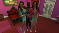 the_sims the_sims_4 sims4 sims bella_goth threesome bed bedroom hot sex sexy pose heels stripper prostitute prostitution fishnets erotic milf mommy mother blacked