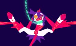 anus clockstops3am demon fan_character female female_only front_view fur genitals hazbin_hotel hellaverse imp l33t_(labbit) labbit labbit1337 purple_body purple_fur red_background semi-anthro simple_background solo vulva
