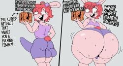 ass_expansion big_ass bimbofication blue_body bubble_butt buckteeth clothed comic cursed_object expansion fat_ass femboy femboyfication flower_in_hair freckles furry furry_male furu_flami gay huge_ass hyper_ass male messy_hair microballs micropenis oc penis_shrinking pink_body pink_fur pink_hair rabbit rabbit_ears shocked_expression sissy sissyfication small_penis solo surprised surprised_expression taylor_tucker thick_ass thick_thighs tight_clothing