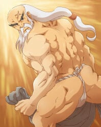 1boy ass ass_cleavage back_muscles back_view balding balls_under_clothes bara bead_hairband beard beefy biceps big_ass black_eyes brown_background capcom cross_scar daddy dat_ass dilf dutch_angle forked_eyebrows frown fundoshi fundoshi_only gay gouken hi_res hunk legs_apart light long_beard long_hair looking_at_viewer male male_only manly mature_male muscles muscular muscular_arms muscular_ass muscular_back muscular_legs muscular_male muscular_neck muscular_thighs mustache old_male plump_ass quadriceps rokushaku_fundoshi scar scar_on_forehead solo standing street_fighter sunlight thick thick_arms thick_ass thick_eyebrows thick_legs thick_thighs tied_hair topless torieda tough_guy triceps white_fundoshi white_hair yaoi