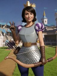 1girl 1girls actress ai_assisted ai_generated arena armor armored_female arrow based_on_a_real_person black_eyes black_hair blue_pants blue_princess_(clash_royale) boots bow celebrity character chest_armor clash_(series) clash_royale concept cosplay crown curvy curvy_female edit edited female female_focus female_only fictional fictional_and_real gemini gloves grok live_action looking_at_viewer massive_ass massive_thighs milana_vayntrub milf milf_body mommy peace_sign pov princess princess_(clash_royale) provocative real_person realistic serious sexy short_hair shyguy97 thick_ass thick_thighs thighs tight_clothing tower video_game video_game_character video_games voluptuous voluptuous_female woman woman_only