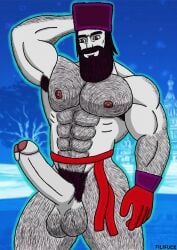rasputin_(just_dance) just_dance just_dance_2 hairy_body hairy_chest hairy_belly hairy_arm hairy_armpits pubes hairy_legs abs six_pack muscles erect erection erect_penis erect_cock erect_dick phimosis 1boy male male_only solo solo_male white_skin white_skinned_male nipples beard mustache long_beard pink_nipples glove gloves ushanka filifuck naked nude naked_male nude_male tagme