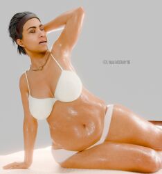 liquidstar16 female female_only dark_skin dark-skinned_female solo black_hair chubby chubby_female overweight bbw overweight_female pudgy_belly belly big_belly wide_hips thick_thighs voluptuous voluptuous_female bra panties breasts big_breasts alyx_vance half-life_(series) valve eyes_closed hairband 1girls 3d