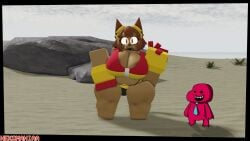 1girls 3d beach big_breasts breasts cleavage clothed crossover gameoverse kit_(gameoverse) nekomaniaa oneyplays roblox robloxian tagme thick_thighs thighs