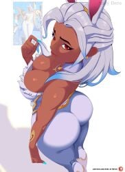 1girls andy_hero ass breasts bunny_business_domina dark-skinned_female dark_skin domina female female_focus female_only large_ass large_breasts looking_at_viewer looking_back overwatch solo thick_thighs thighs wide_hips