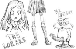 1boy 1girls 2024 anthro audrey_(the_lorax) balls dr._seuss dr_seuss dress english english_text female frebtto genital_fluids genitals human illumination_entertainment lorax male mammal moustache mustache penis spanish spanish_text text the_lorax the_lorax_(2012) universal_pictures universal_studios unknown_species