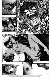 1girls 2boys ass_grab berserk black_and_white casca dark-skinned_female dark_skin female femto forced forced_to_watch griffith guts_(berserk) hair human male manga multiple_boys nipples nude rape short_hair