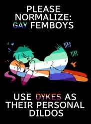 1boy 1boy1girl 1boys 1girl 1girls 2d 2d_(artwork) anal anal_sex artist_request black_background bubble_ass bubble_ass_(male) bubble_butt bubble_butt_(male) caption dyke dykes english_text female_on_femboy female_penetrating female_penetrating_male femboy femboy_on_female femboy_on_lesbian femboydom femsub flat_colors functionally_nude functionally_nude_male gay_pride_colors gay_with_lesbian gay_with_woman heart heart_symbol homophobic_slur kissing kissing_while_penetrated kissing_while_penetrating lesbian_conversion lesbian_pride_colors lesbian_with_femboy lesbian_with_gay lesbian_with_male male/female male_penetrated nude_female orientation_play orientation_play_(explicit) pegging pictogram ponytail ponytail_female slur straight_sex strap-on strap-on_sex text thigh_highs thighhighs twink warning_sign_person