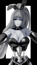 project_moon limbus_company cyborg heterochromia fake_animal_ears bunny_ears playboy_bunny choker albina_(limbus_company) see-through 1girls asveig_cookie robot_girl mechabare transparent_body