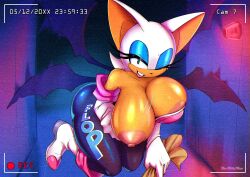 absurd_res anthro areola areola_slip bat bedroom_eyes big_breasts breasts camera_view clothed clothing female flashing hi_res high_heel_boots huge_breasts looking_at_viewer mammal narrowed_eyes nipples one_eye_closed rouge_the_bat seductive sega solo sonic_(series) sonic_the_hedgehog_(series) themilkman thick_thighs tight_clothing topless white_high_heels_boots