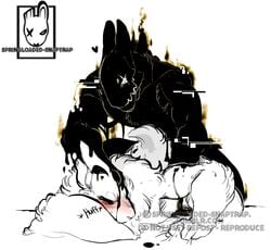 anal blush five_nights_at_freddy's gay gay_sex ghost lagomorph male male/male male_only mammal monochrome penetration rabbit sex shadow_bonnie shadow_bonnie_(fnaf) springloaded-snaptrap springtrap springtrap_(fnaf) watermark yaoi