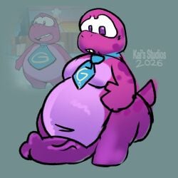1:1 2026 absurd_res accessory anthro big_penis dinosaur gameoverse genitals glitch_productions gobbles_(gameoverse) hi_res hyper kais_studios male male_only necktie overweight overweight_male penis prehistoric_species reptile scalie screencap solo solo_male watermark