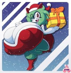 big_breasts breasts cleavage female furry huge_breasts hyper_breasts kirlia pokemon pokemon_(species) thick_thighs wide_hips zanbonsen