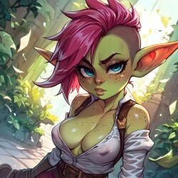 1girls ai_generated breasts goblin goblin_female league_of_legends monster monster_girl punk_girl spicy_goblins tagme tomboy vi_(league_of_legends)