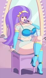 1girls annon aqua_blossom_(eg) big_breasts bimbo breasts chubby cleavage curvy equestria_girls female female_only friendship_is_magic hasbro high_heels large_breasts lipstick looking_at_viewer my_little_pony navel plump solo solo_female thick_thighs wide_hips