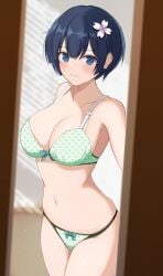 armpit_crease bare_armpits bare_arms bare_belly bare_chest bare_hands bare_hips bare_legs bare_midriff bare_navel bare_shoulders bare_skin bare_thighs blue_eyebrows blue_eyes blue_eyes_female blue_hair blue_hair_female blunt_bangs blush blush blush_face blushed_face blushing_at_viewer blushing_face blushing_female bow bow_bra bow_panties bowl_cut bra breasts busty busty_female busty_girl cleavage collarbone curvaceous curvaceous_body curvaceous_female curvaceous_figure curvaceous_hips curvaceous_thighs curvy curvy_body curvy_female curvy_figure curvy_hips curvy_thighs door doorway exposed_armpits exposed_arms exposed_belly exposed_chest exposed_hips exposed_legs exposed_midriff exposed_navel exposed_shoulders exposed_skin exposed_thighs fair_skin female female_naked flower flower_hair_ornament flower_in_hair flower_on_head green_bra green_panties green_underwear groin hair_flower hair_ornament half_naked half_nude indoor indoor_nudity indoors large_breasts light-skined_female light-skinned light-skinned_female light_skin light_skin_female light_skinned light_skinned_female looking_at_viewer naked naked_female naked_woman navel nude nude_female nudity opening_door panties partially_naked polka_dot polka_dot_bra polka_dot_panties pov_doorway semi_nude senran_kagura senran_kagura_shinovi_versus short_hair skindentation smooth_skin solo standing surippa1010 underwear underwear_only yozakura_(senran_kagura)