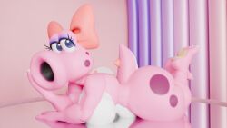 1girls anthro barefoot big_breasts birdo blender_cycles breasts daemont92 feet female lying mario_(series) nintendo nude posing solo