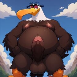 accipitrid accipitriform ai_generated angry_birds anthro ass avian bald_eagle balls beak big_belly bodily_fluids brown_feathers civitai claws cloud columbia_pictures detailed_eyes eagle eyebrows fat fat_belly front_view furry genitals hands_on_hips hi_res horny horny_male looking_at_viewer male male_only mighty_eagle navel nipples obese obese_male overweight overweight_male penis pupils rovio rovio_animation rovio_entertainment sea_eagle sega sex sky smile smiling_at_viewer solo sony sunny tail tail_feathers talons the_angry_birds_movie two-tone_body two_tone_feathers unibrow veiny_penis white_feathers white_hair yellow_beak yellow_feet yellow_talons