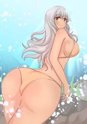 air_bubbles ass big_breasts bikini breasts bubble d4dj long_hair looking_at_viewer matsuyama_dalia sinocya swimsuit underwater