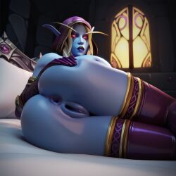 ai_generated ass bimbo elf_female gloves high_elf latex looking_at_viewer massive_breasts nude perfect_body pointy_ears showing_ass stable_diffusion stockings sylvanas_windrunner warcraft world_of_warcraft