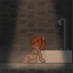 1futa 2015 animated bathtub breasts erection feline futa_only futanari intersex kawa kawaoneechan mammal masturbation nude penis pixel_art sitting small_breasts solo starbound steam video_games