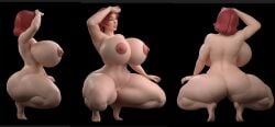 1girls 3d 3d_(artwork) areolae ass barefoot big_ass bishoujomom_(juliette_michele) breasts completely_nude completely_nude_female female female_only full_body huge_breasts naked naked_female nipples nude nude_female solo solo_female squatting zaknimb