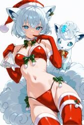 ai_generated alolan_vulpix christmas christmas_outfit pokemon vulpix