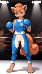 1girls 2025 ai_generated anthro blushing boxing boxing_gloves brown_eyes crotchless crowd digitigrade female female_only generation_1_pokemon hi_res indoors innie_pussy looking_at_viewer nintendo pokemon pokemon_(species) pussy smile vulpix