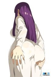 1girls ass ass_focus ass_grab big_ass big_breasts female female_focus female_only fern_(sousou_no_frieren) long_hair purple_hair solo solo_female solo_focus sousou_no_frieren tsuranukko watermark