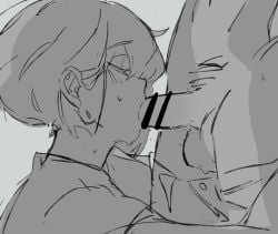 androgynous blowjob fellatio femboy galo_thymos instanttnoodle lio_fotia monochrome promare twink yaoi