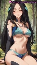 1girls ai_generated anime anime_style aqua_bra aqua_panties arm_support bare_shoulders bikini black_hair black_sleeves blue_bra blue_panties blush bra breasts bust busty cleavage closed_eyes closed_mouth collarbone day detached_sleeves facing_viewer female female_focus female_only forehead forest green_bra green_panties hair_ornament hair_ribbon hentai jewelry lace-trimmed_panties lace_trim large_breasts long_hair medium_breasts natsuyoru nature navel necklace open_vest outdoors panties pantsu parted_bangs sadeena sitting smile solo solo_female stomach swimsuit tate_no_yuusha_no_nariagari the_rising_of_the_shield_hero thighs tree underboob underwear very_long_hair vest voluptuous voluptuous_female