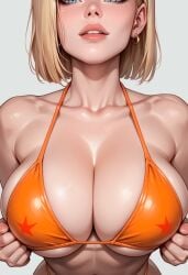 ai_generated android_18 big_breasts bikini blonde_hair dragon_ball dragon_ball_super dragon_ball_z star