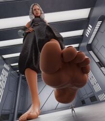 1boy 1girl ahsoka_tano feet female foot_fetish foot_focus foot_worship giantess looking_at_another looking_down male micro one_leg_up star_wars star_wars:_ahsoka stepped_on stormtrooper tiny