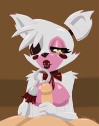 2015 animated big_breasts bow breasts canine eyeshadow female five_nights_at_freddy's five_nights_at_freddy's_2 fox fur handjob hook hookjob lipstick looking_at_viewer loop machine makeup mammal mangle_(fnaf) mechanical nana_gel penis straight