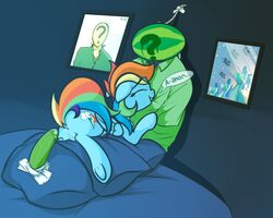 2015 anonymous anus bed cucumber cutie_mark equine female feral friendship_is_magic hair mammal melon mostazathy multicolored_hair my_little_pony painting pegasus pillow pussy pussy_juice rainbow_dash_(mlp) rainbow_hair raised_tail smile solo text wings